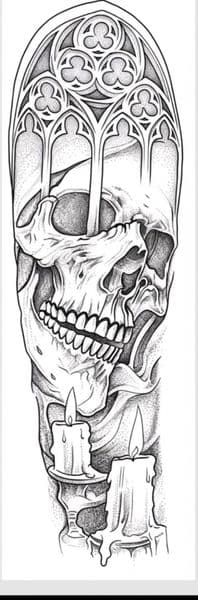 Dot-work + Gothic skull tattoo by TattzByWolf on TattMe