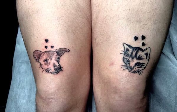 Black & Grey + Illustrative dog tattoo on Thigh by RonGar on TattMe