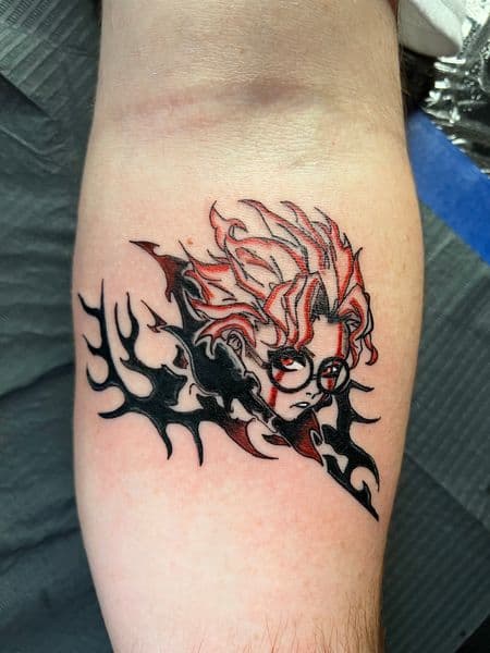 Anime + Color anime character tattoo on Forearm by jules.inkz on TattMe