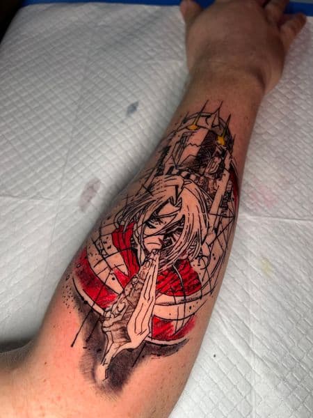Anime + Illustrative anime character tattoo on Forearm by jules.inkz on TattMe