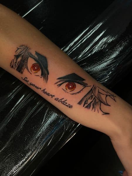 Anime + Illustrative eyes tattoo on Forearm by jules.inkz on TattMe