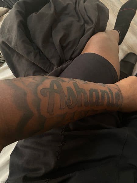 Lettering + Script name tattoo on Forearm by gunna_tartoos_ on TattMe