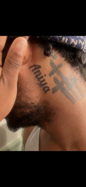 Lettering + Script name tattoo on Neck (Side) by gunna_tartoos_ on TattMe