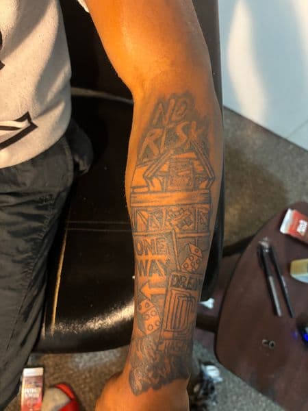 Lettering + Line-work text tattoo on Forearm by gunna_tartoos_ on TattMe