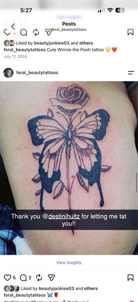 Black-work + Illustrative butterfly tattoo on Ribs by feral_beauty on TattMe