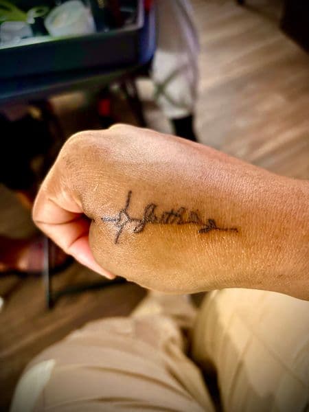 Lettering + Script word tattoo on Hand by tat_2_guroo on TattMe