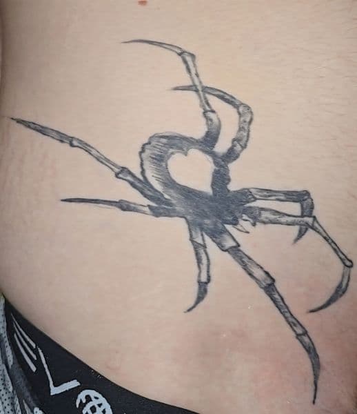 Black & Grey + Black-work spider tattoo on Ribs by Avery_ink on TattMe