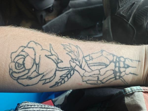 Line-work + Fine Line rose tattoo on Forearm by Avery_ink on TattMe