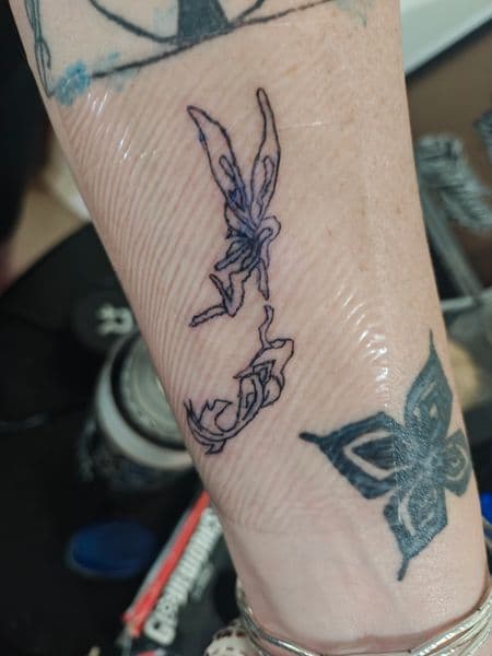Line-work + Black-work fairy tattoo on Forearm by Avery_ink on TattMe
