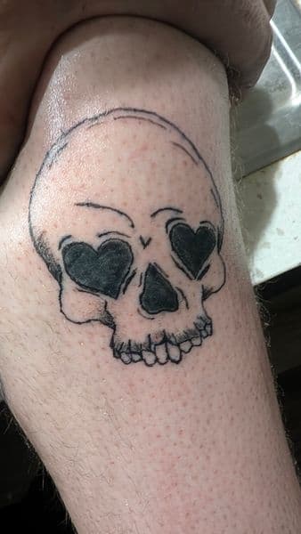 Fine Line + Black-work skull tattoo on Forearm by Avery_ink on TattMe