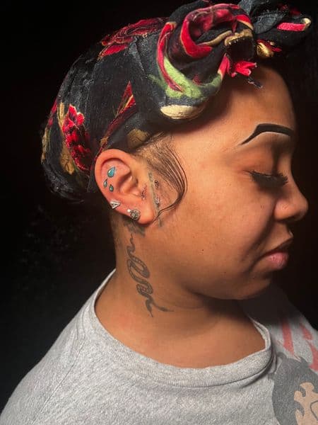 Fine Line + Black & Grey snake tattoo on Neck (Side) by TattooHut on TattMe