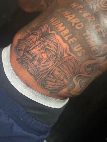Black & Grey + Illustrative mummy tattoo on Side (Torso) by TattooHut on TattMe