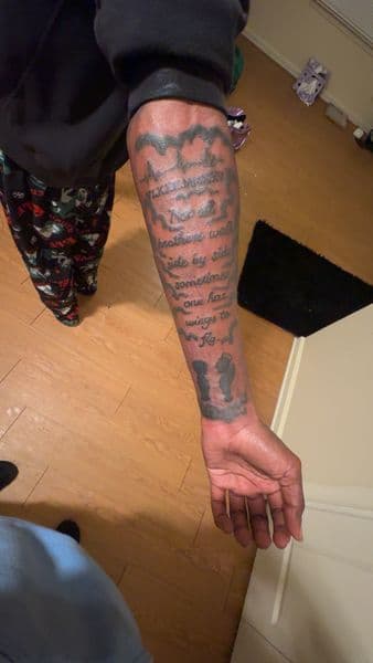 Lettering + Black & Grey text tattoo on Forearm by ink_by_Nek on TattMe