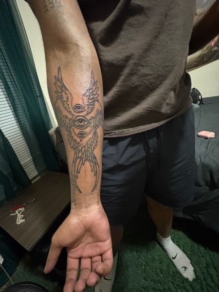 Fine Line + Line-work angel tattoo on Forearm by ink_by_Nek on TattMe
