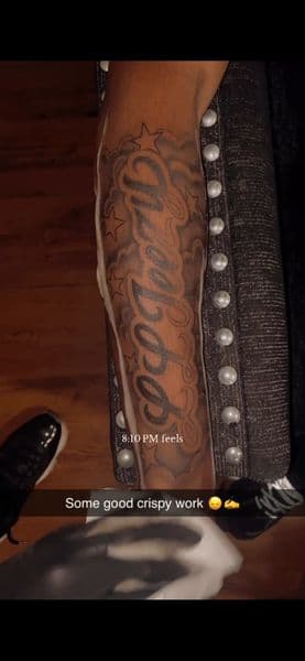 Lettering + Script lettering tattoo on Forearm by TyDidThatInkkk on TattMe
