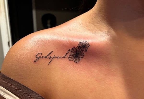 Script + Fine Line flowers tattoo on Shoulder by Jake_Cirilo on TattMe