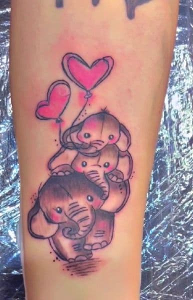 Illustrative + Color elephants tattoo on Forearm by Jake_Cirilo on TattMe