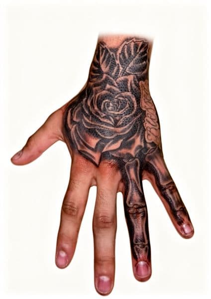 Black & Grey + Realism rose tattoo on Hand by Mindful_Essence_Tattoo on TattMe
