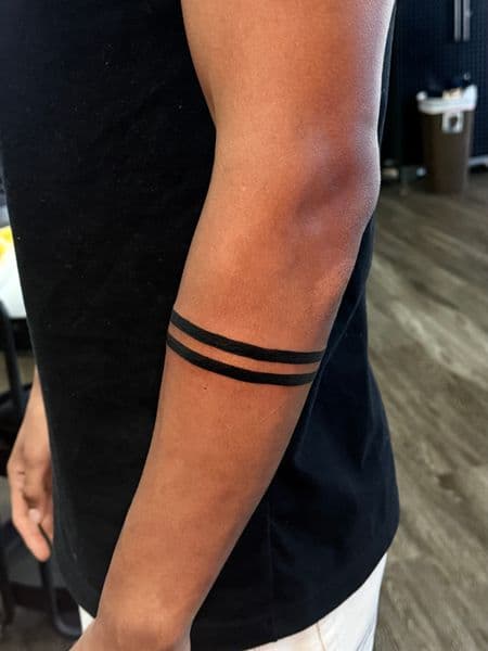 Black-work + Minimalist armband tattoo on Forearm by SlickRick_inks on TattMe