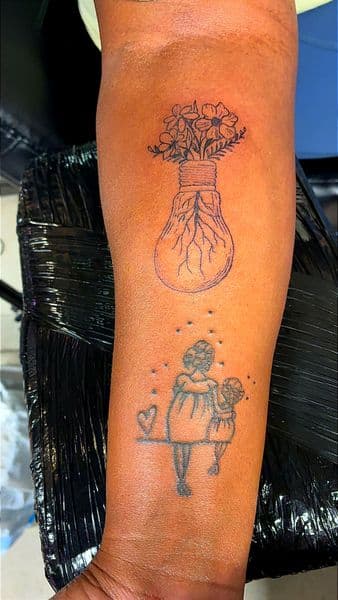 Fine Line + Minimalist lightbulb tattoo on Forearm by PoeMyInk on TattMe