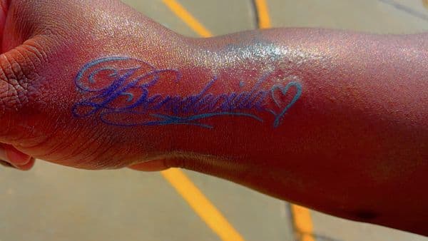 Script + Lettering name tattoo on Wrist by PoeMyInk on TattMe