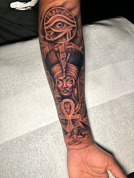Black & Grey + Illustrative eye of horus tattoo on Forearm by AnimatedLifestyle on TattMe
