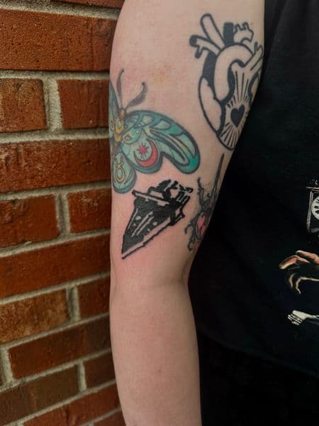 Illustrative + Color moth tattoo on Upper Arm by jaae_inks on TattMe