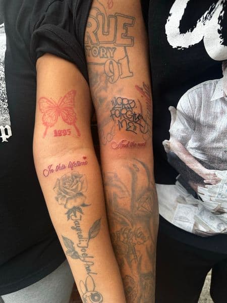 Fine Line + Black & Grey script tattoo on Forearm by jaae_inks on TattMe