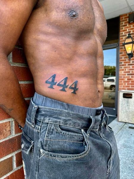 Lettering + Black-work numbers tattoo on Ribs by jaae_inks on TattMe