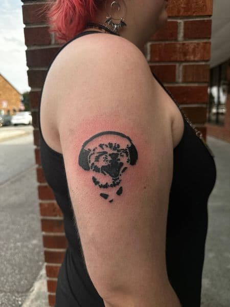Black-work + Illustrative wildcat tattoo on Upper Arm by jaae_inks on TattMe