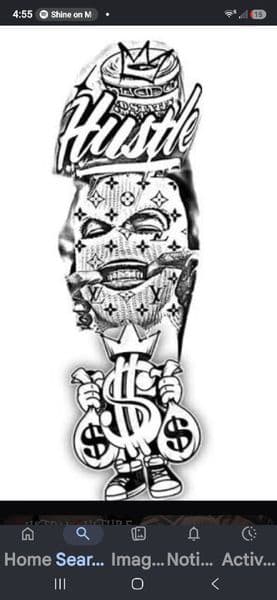 Illustrative + Lettering hustle tattoo by KUSTOM_INK_TATTOOS on TattMe