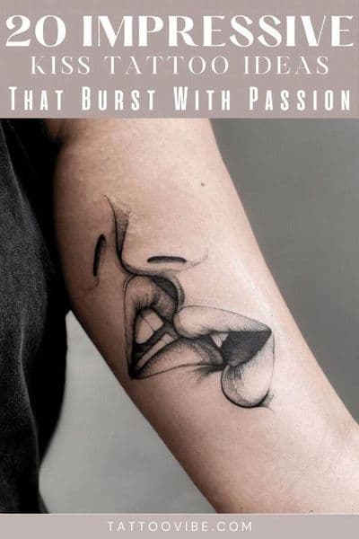 Black & Grey + Fine Line kiss tattoo on Upper Arm by KUSTOM_INK_TATTOOS on TattMe
