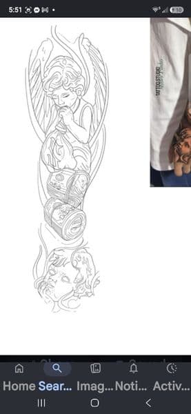 Line-work + Illustrative angel tattoo by KUSTOM_INK_TATTOOS on TattMe