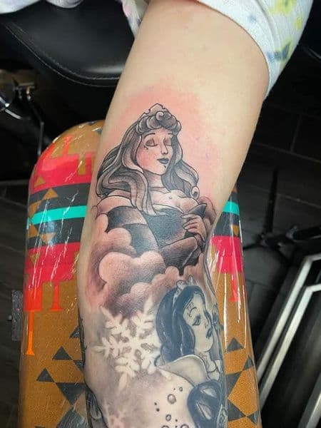 Neo-Traditional + Black & Grey princess tattoo on Upper Arm by KUSTOM_INK_TATTOOS on TattMe