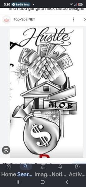 Black & Grey + Illustrative money tattoo by KUSTOM_INK_TATTOOS on TattMe