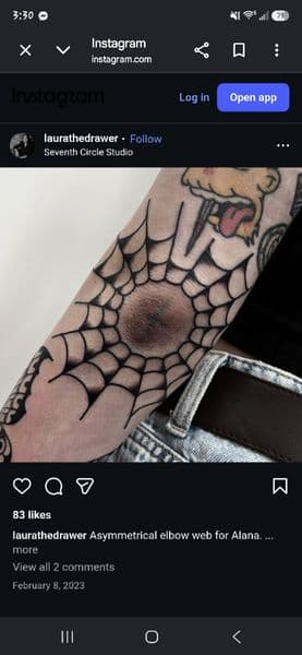 Traditional + Cartoon spider web tattoo on Elbow by KUSTOM_INK_TATTOOS on TattMe