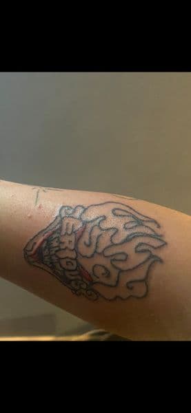 New School + Black-work snake tattoo on Forearm by KUSTOM_INK_TATTOOS on TattMe
