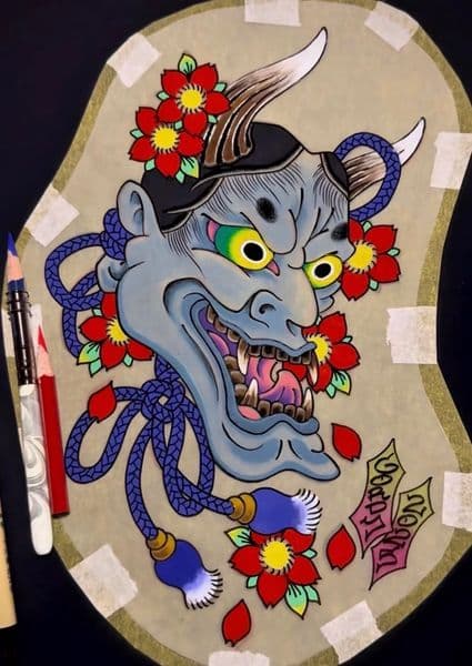 Japanese + Neo-Japanese hannya mask tattoo by kevin_1 on TattMe
