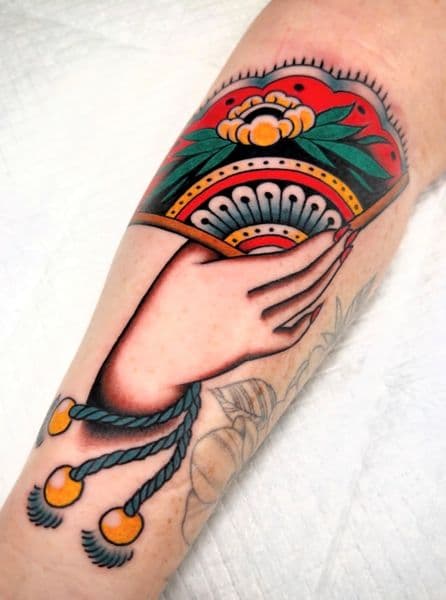 Traditional + American Traditional hand tattoo on Forearm by kevin_1 on TattMe