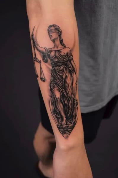 Black & Grey + Realism lady justice tattoo on Forearm by an5maly on TattMe