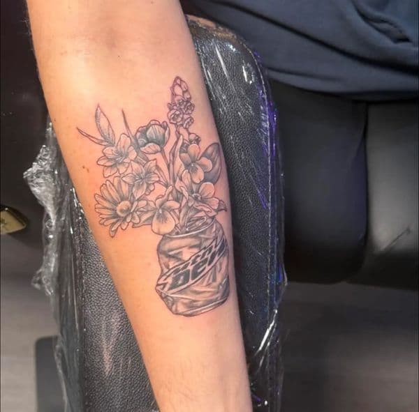 Fine Line + Black & Grey flowers tattoo on Forearm by Anderson_tat_ on TattMe