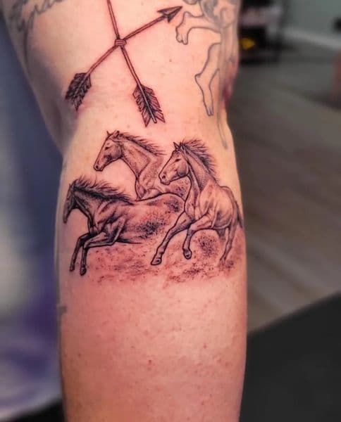 Black & Grey + Illustrative horses tattoo on Forearm by Anderson_tat_ on TattMe