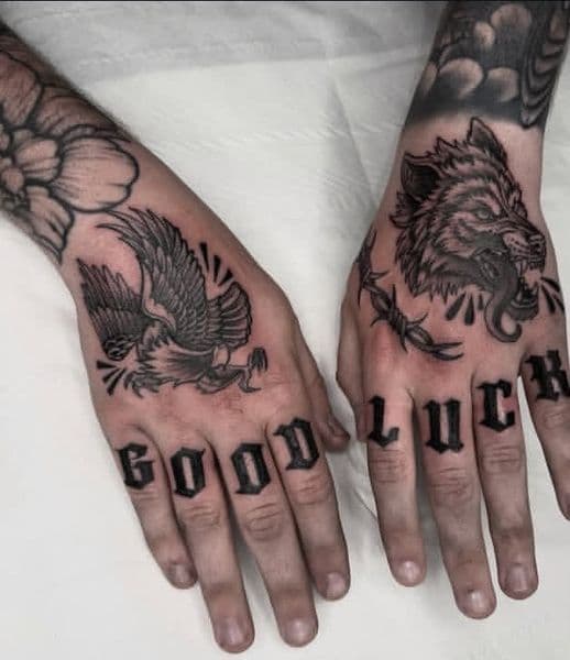 American Traditional + Black & Grey eagle tattoo on Hand by chroma_tattoo_parlour on TattMe