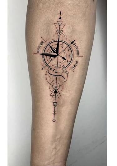 Fine Line + Black-work compass tattoo on Forearm by Mr._K_-_mr.K_tattoo on TattMe
