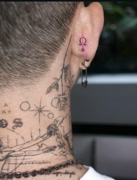 Fine Line + Black-work symbol tattoo on Neck (Side) by Mr._K_-_mr.K_tattoo on TattMe