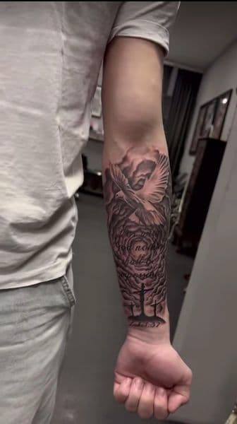 Black & Grey + Illustrative dove tattoo on Forearm by reservoir_tattoo_studio_ on TattMe