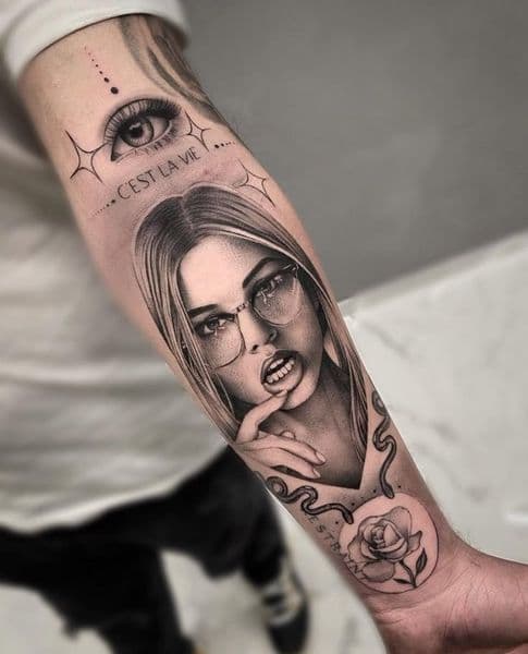 Realism + Black & Grey portrait tattoo on Forearm by Ace_Monroe on TattMe
