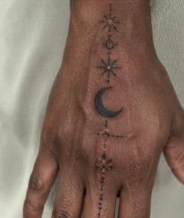 Fine Line + Minimalist moon tattoo on Hand by Junior_tatt_ on TattMe