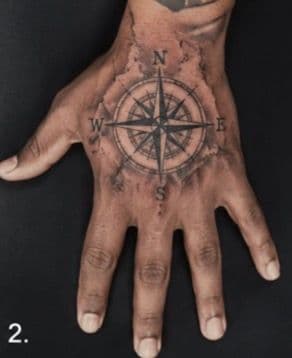 Black & Grey + Illustrative compass tattoo on Hand by Junior_tatt_ on TattMe