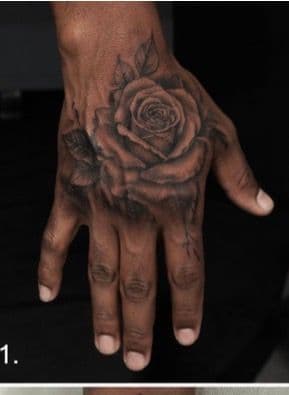 Black & Grey + Realism rose tattoo on Hand by Junior_tatt_ on TattMe